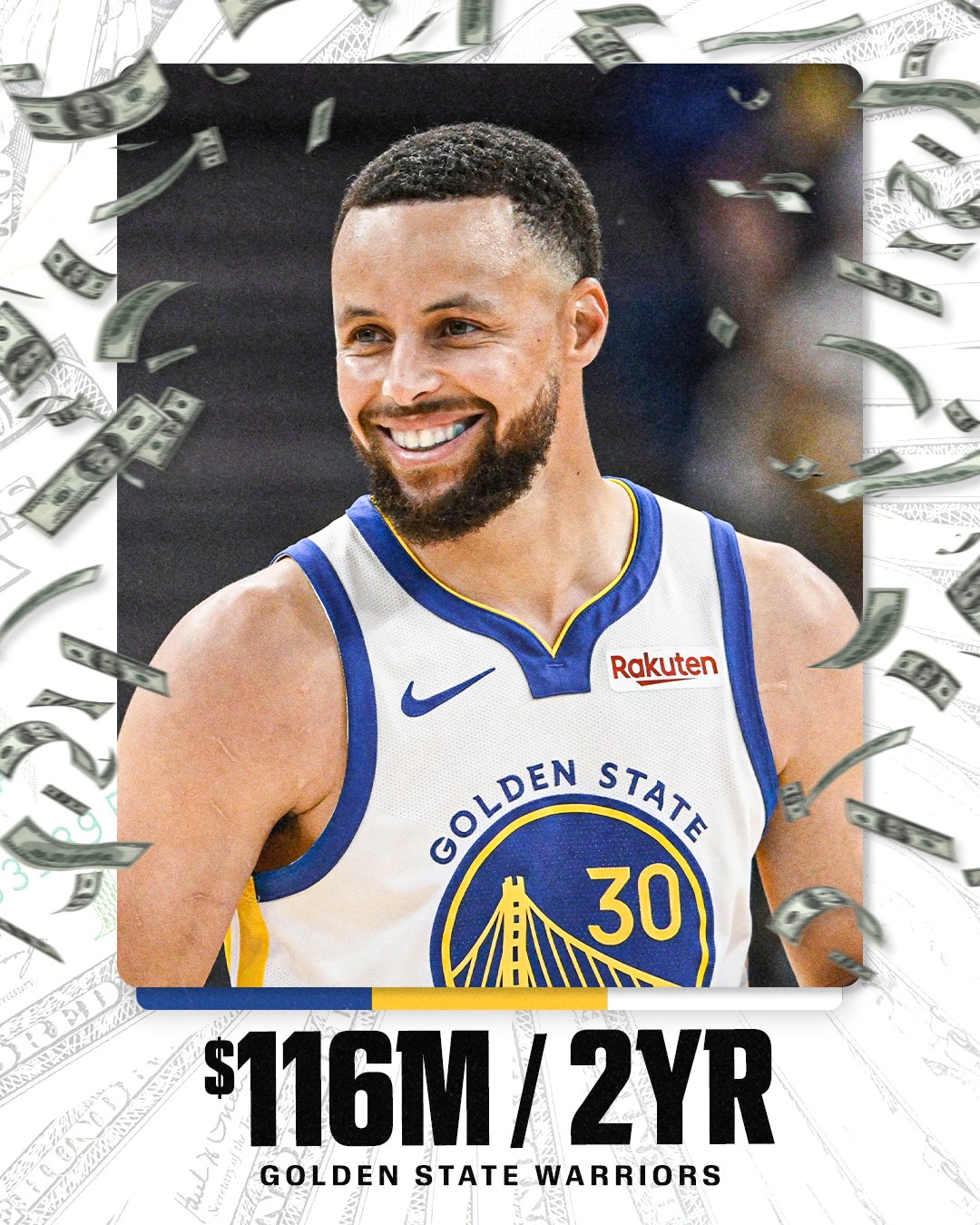 ESPN分享库里的签约海报: 库里与勇士签下了合同