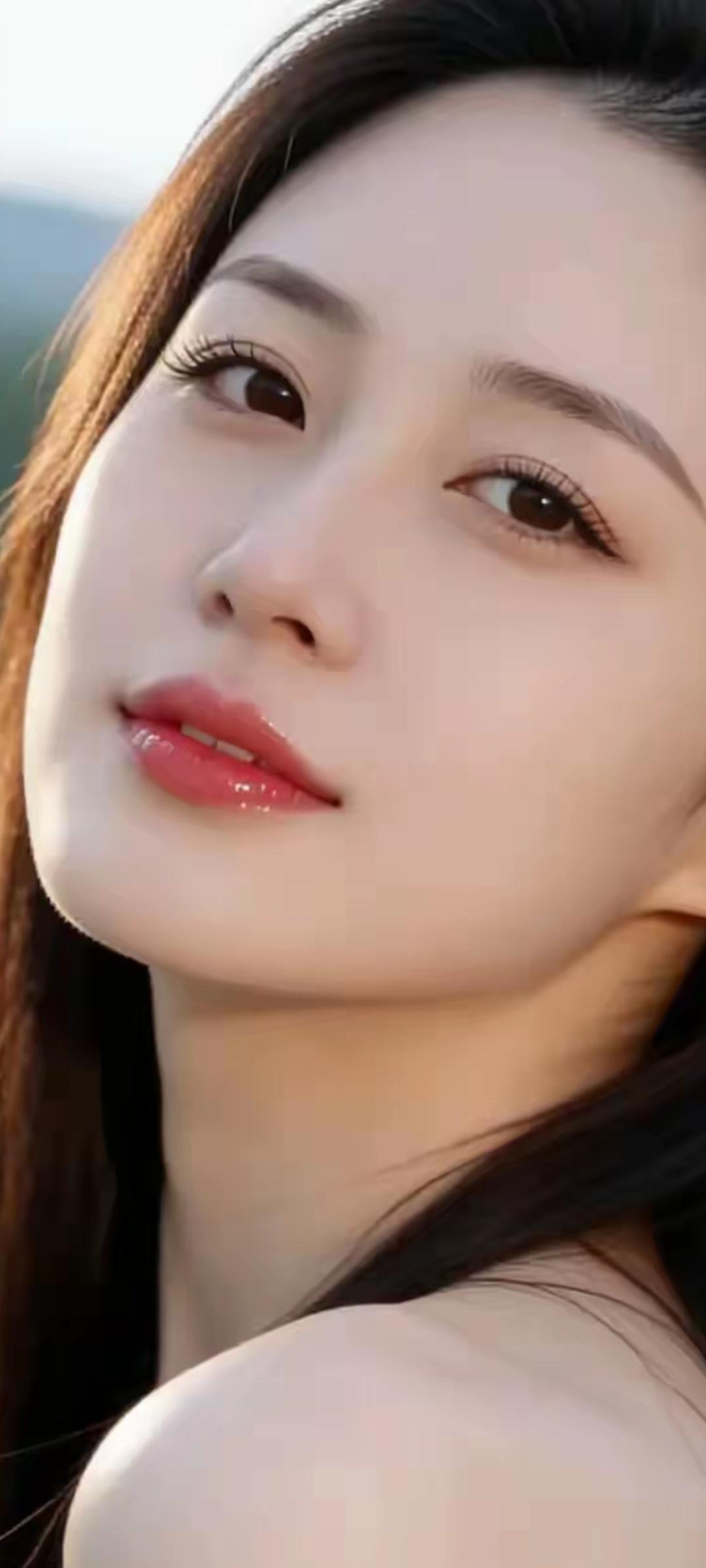 温柔甜美的少女，微风轻拂发丝，宛如画中仙子。