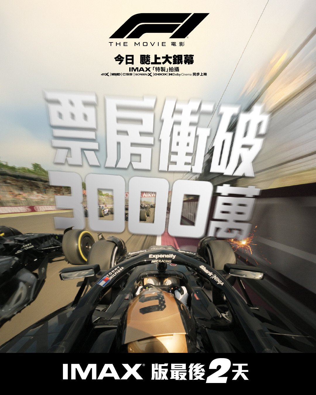 2025年第27周香港票房：1.《F1：狂飙飞车》蝉联冠军，最新票房破3000