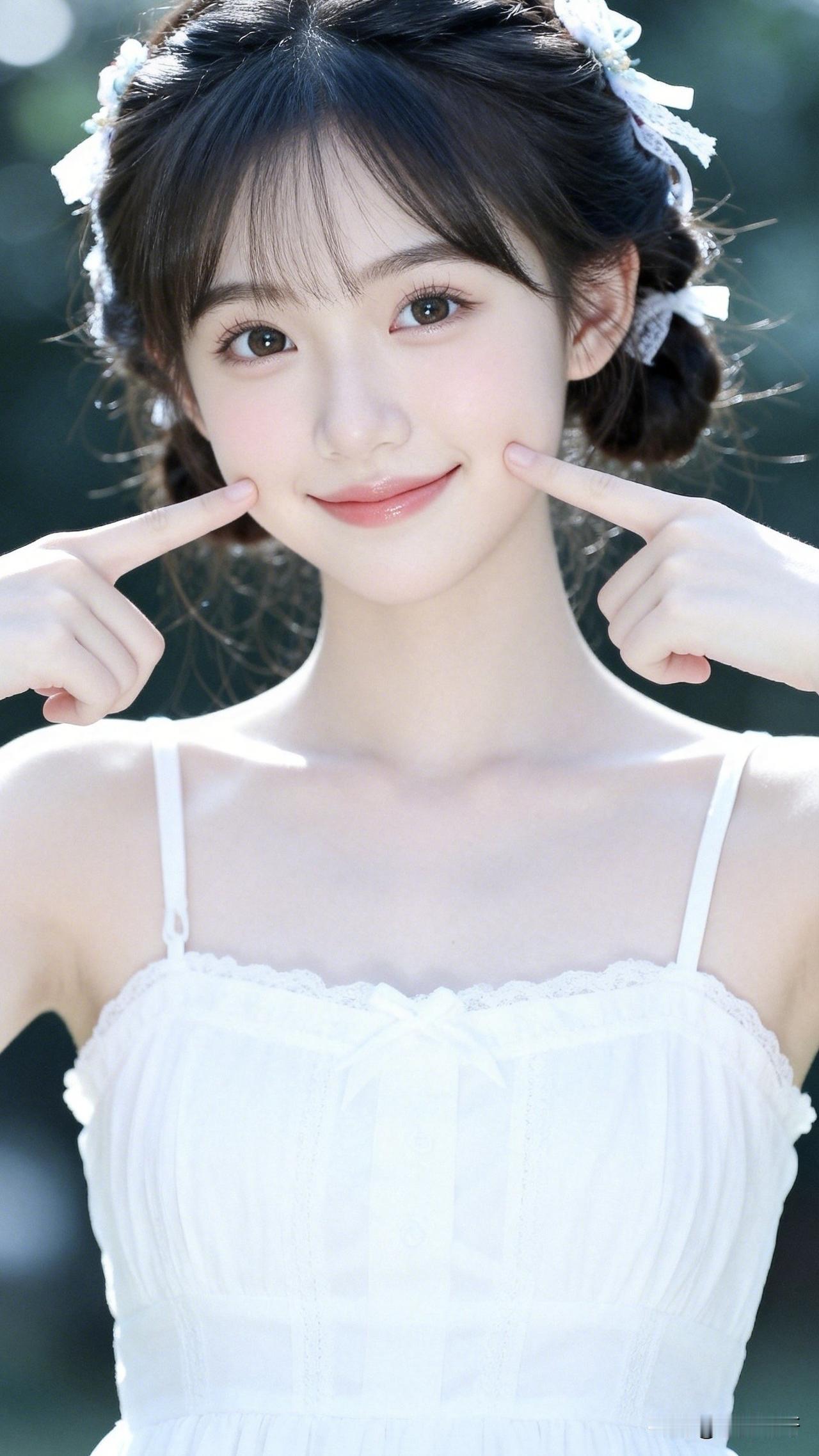 ：娇俏似春桃，轻摇意态娇。浅笑盈盈藏雅趣，萝莉可爱韵如韶～