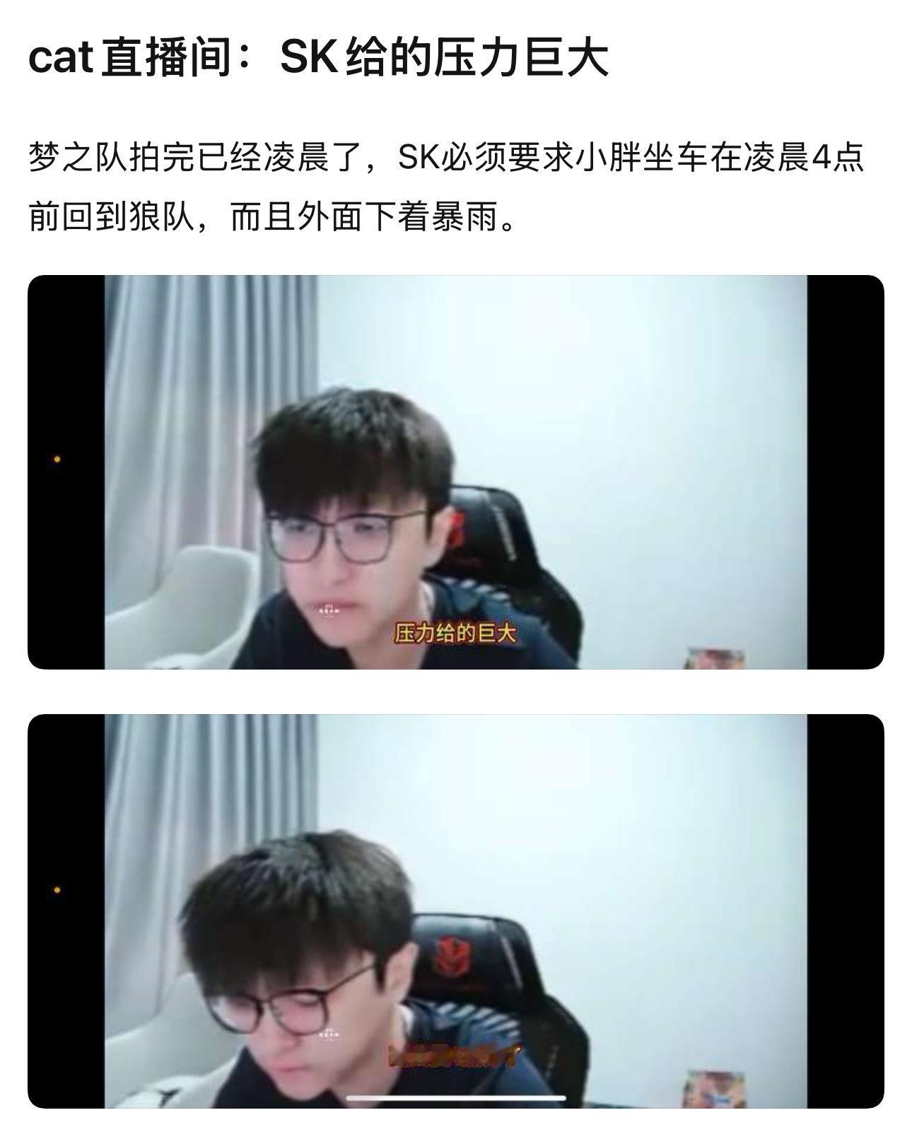 kplcat直播间：SK给的压力巨大小胖赛后采访：SK和蔼可亲，不会让选手多
