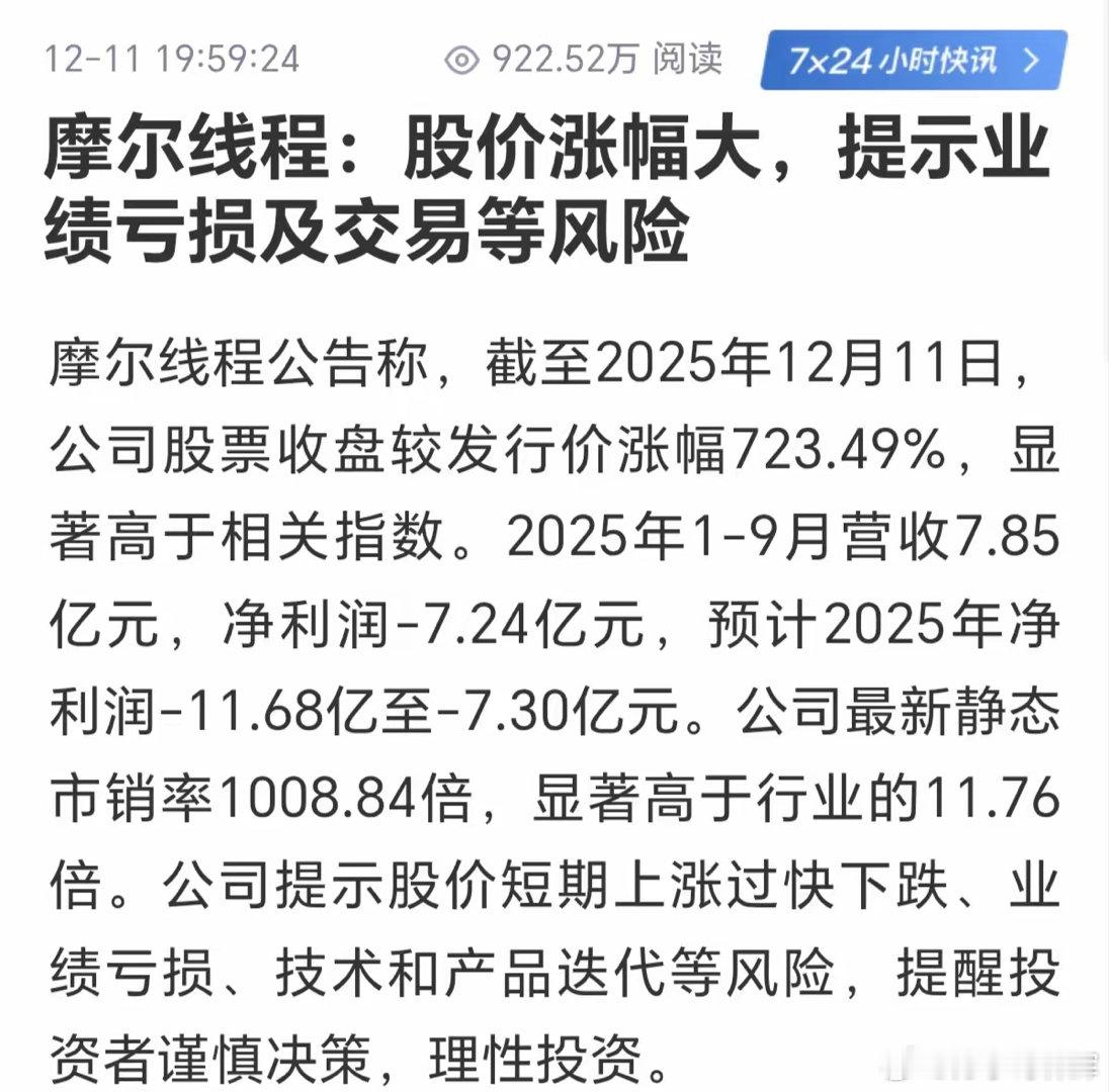 看看一路开绿灯上市的摩尔，才上市5天，股价就翻了8倍，市销率更是高达惊人1008
