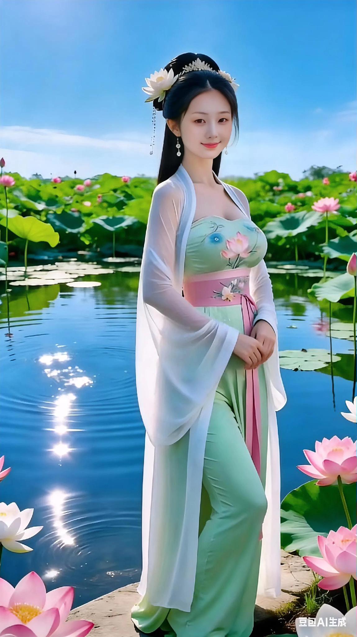 神韵天成，摄人心魄。她气若幽兰，身姿曼妙，众生皆为她倾倒，令人无法忘怀。柔情