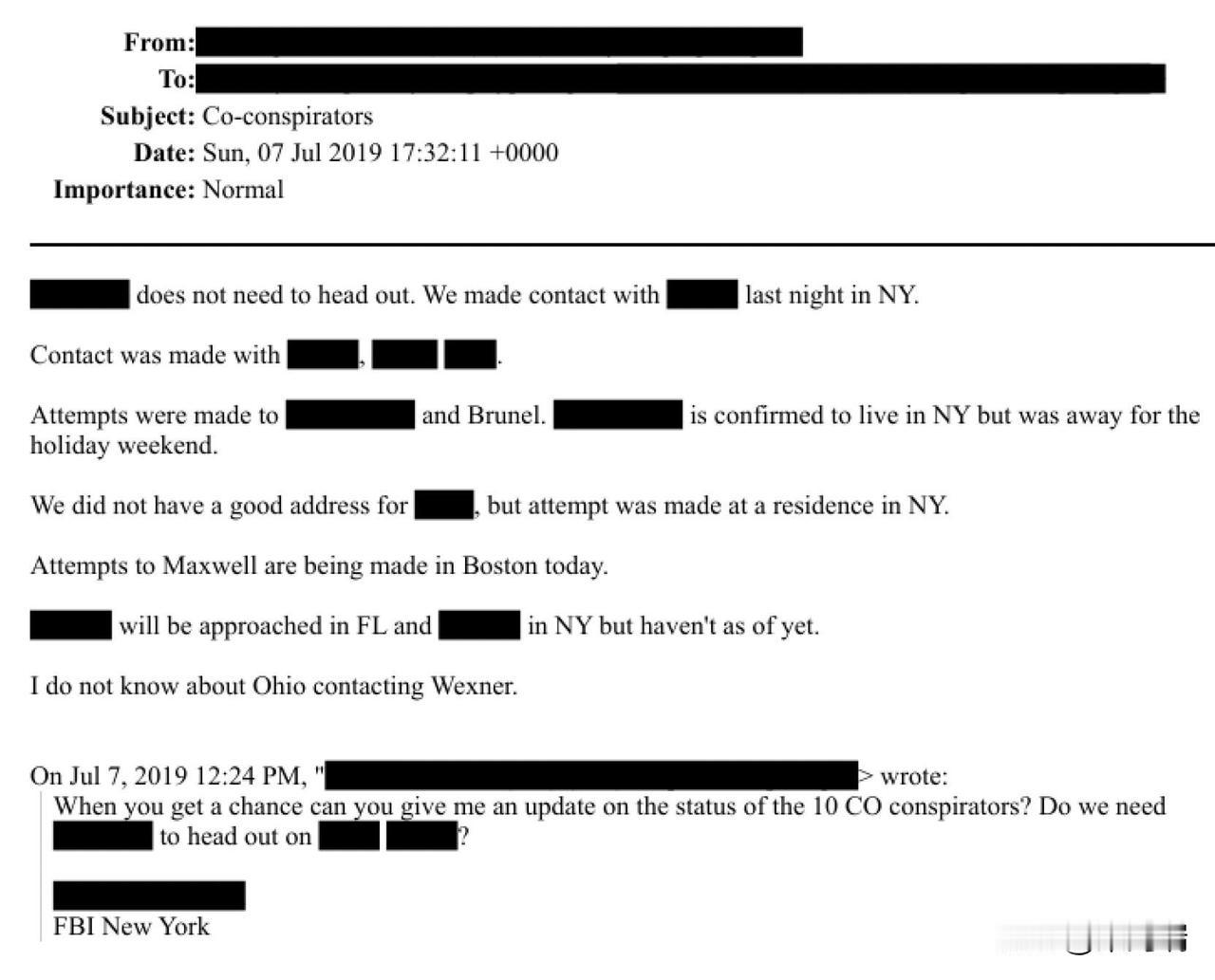 突发新闻：根据FBI的电子邮件显示，特工们在2019年追踪了10名涉