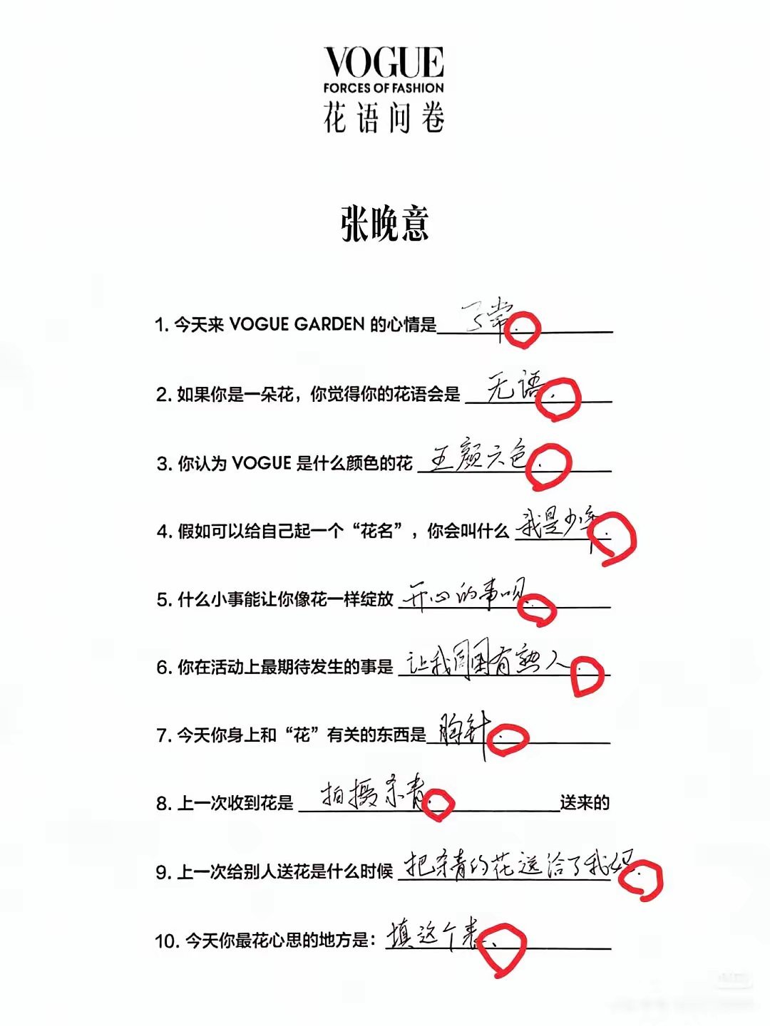 张晚意这人真的挺有意思的，今天看到他填写的vogue的表，字写得挺好的，就是感觉