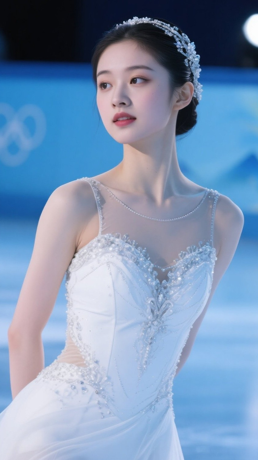 冰雪美人轻盈旋转宛若仙子