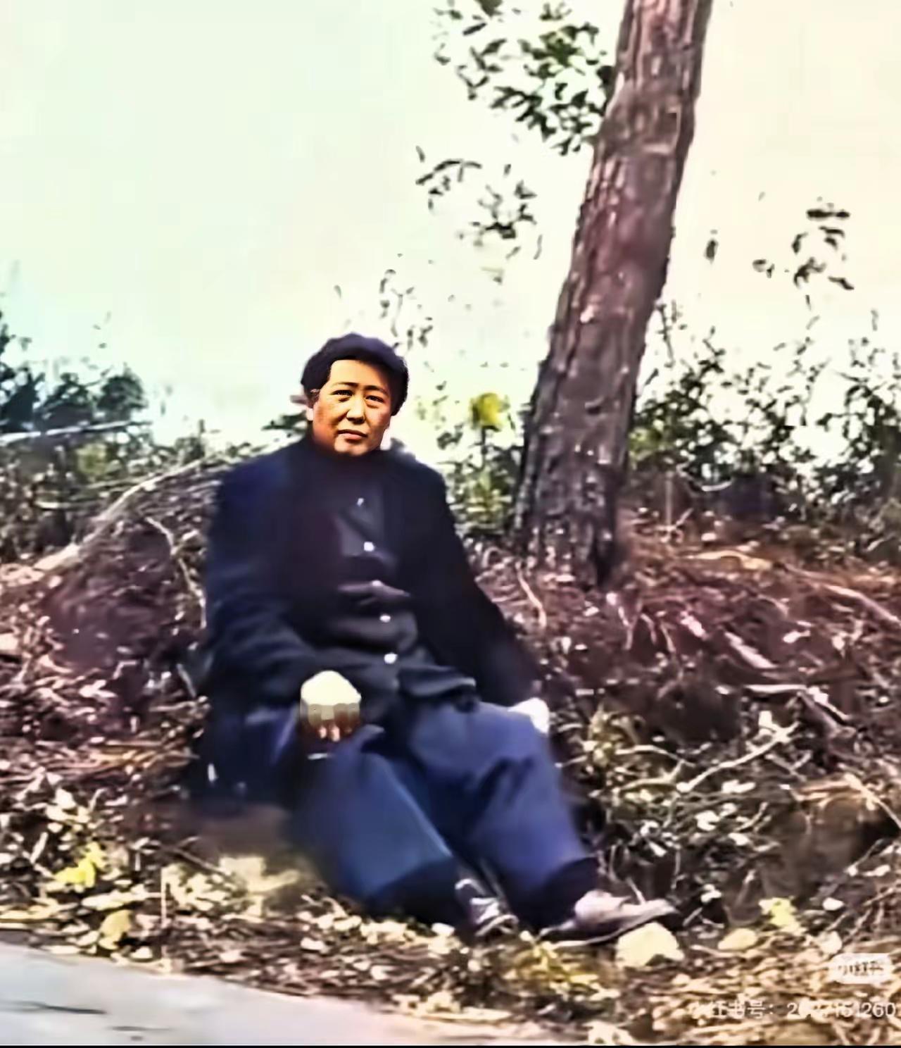 那时，毛主席到地方视察，走累了就在路旁席地而坐，还是百姓本色…