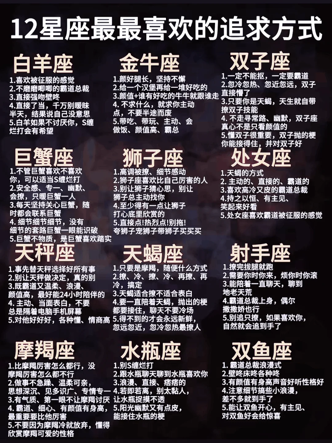 十二星座最喜欢的追求方式