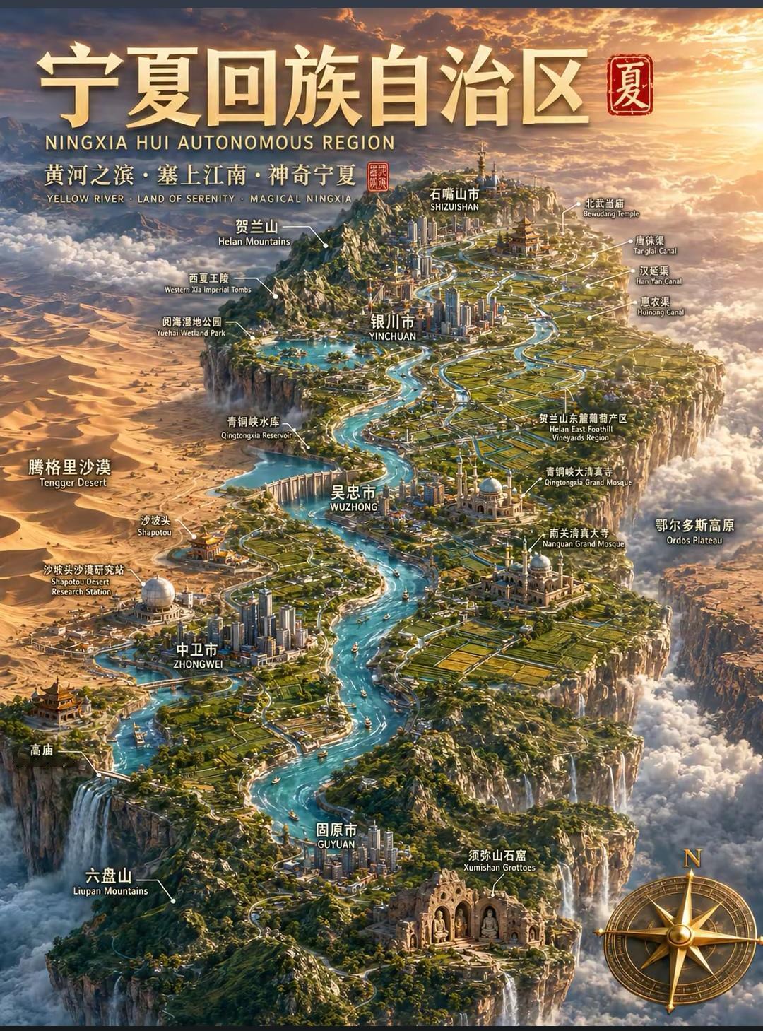 宁夏塞上江南，瓜果飘香从前对宁夏的印象还停留在课本里的“塞上江南”，真的去过一