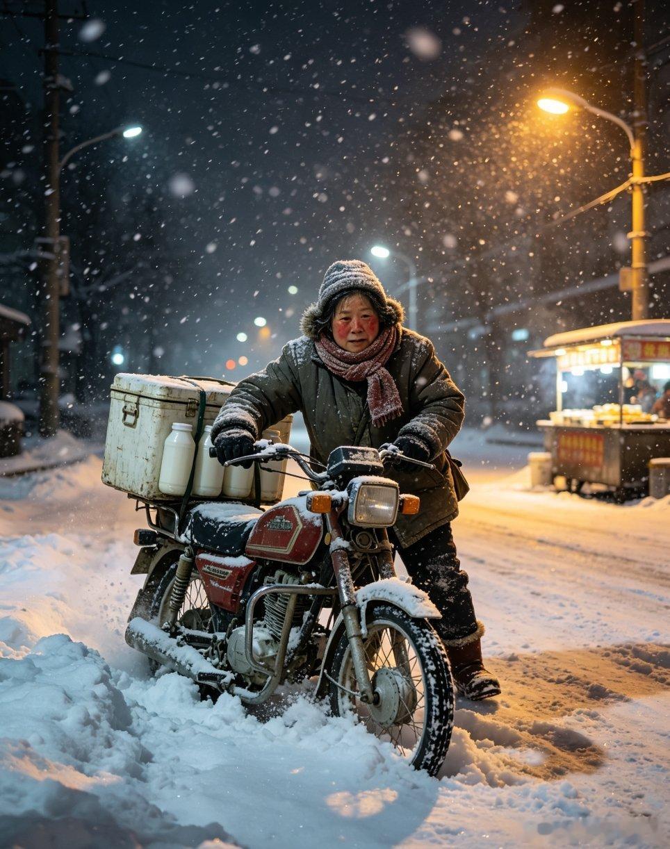 微小说大赛烟火剧场雪地里的送奶员凌晨三点半，闹钟在黑暗里发出细弱的嗡鸣，袁桂兰