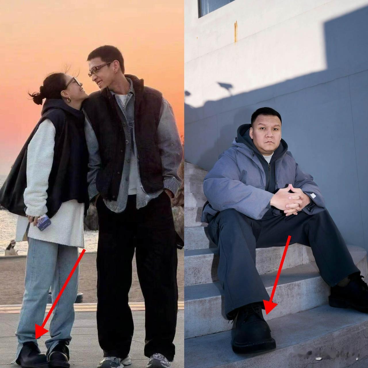 发现没，离婚后的李嘉格和前夫穿着同款大头鞋。这双情侣鞋肯定不便宜吧，不然婚