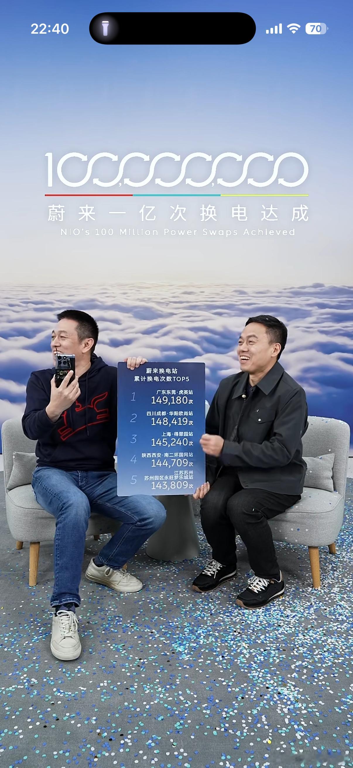 2月6日22时33分，蔚来第1亿次换电在浙江海宁完成已经联系上