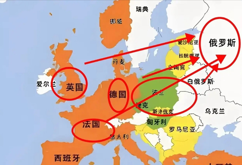 从地图上看，波兰真的很重要，其实中间隔着一些国家作为缓冲大家都好，非要逼到绝境