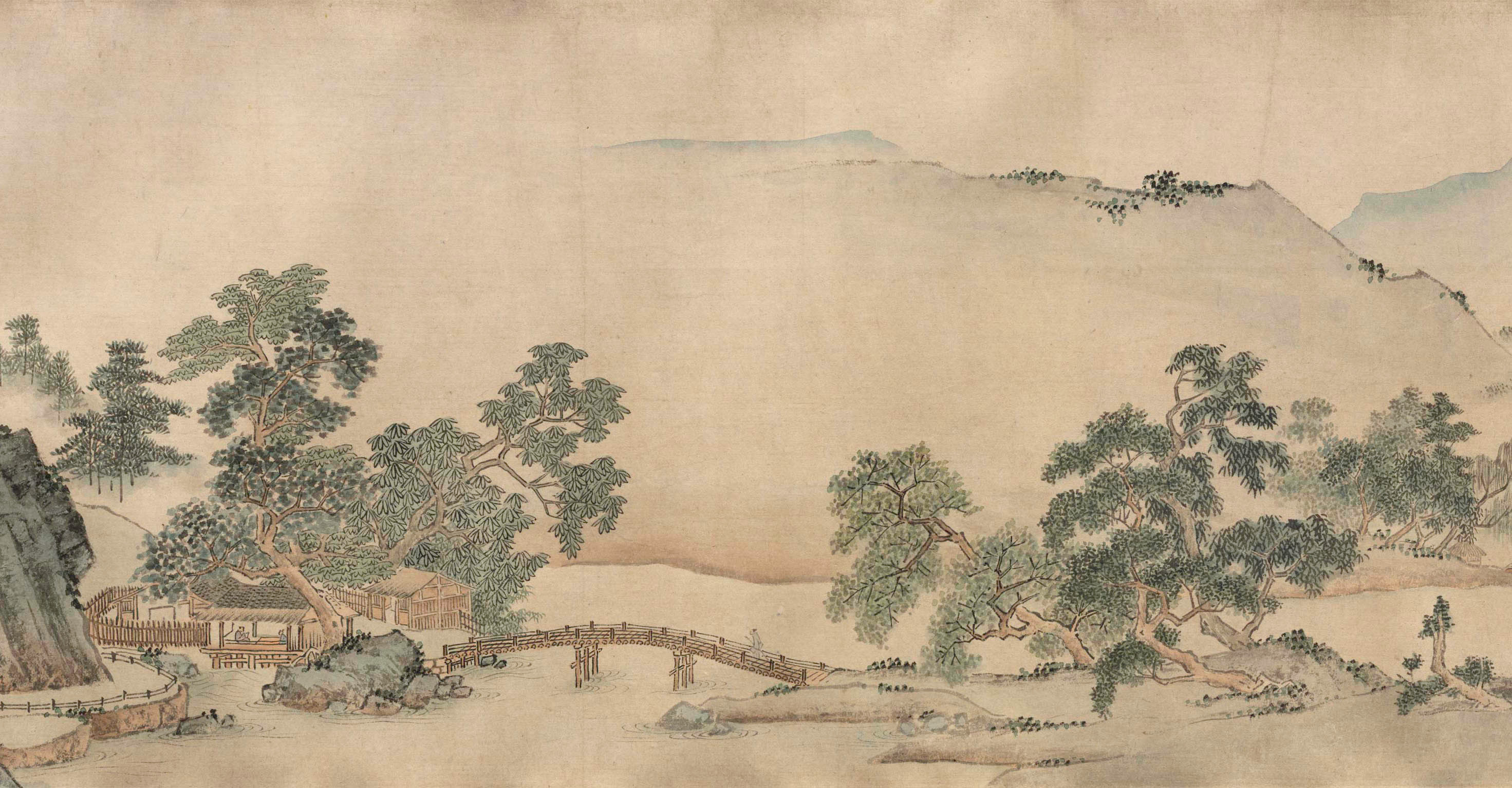 明戴进(传)长江万里图卷纸本长卷设色幅卷首朱之蕃题：长江万里。钤