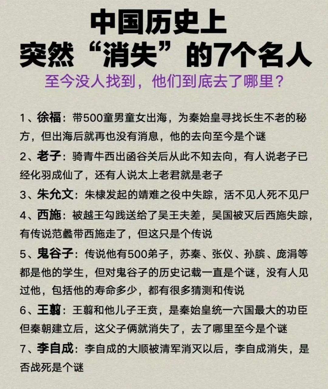 中国历史上突然“消失”的7个名人​​​，至今不知所踪！