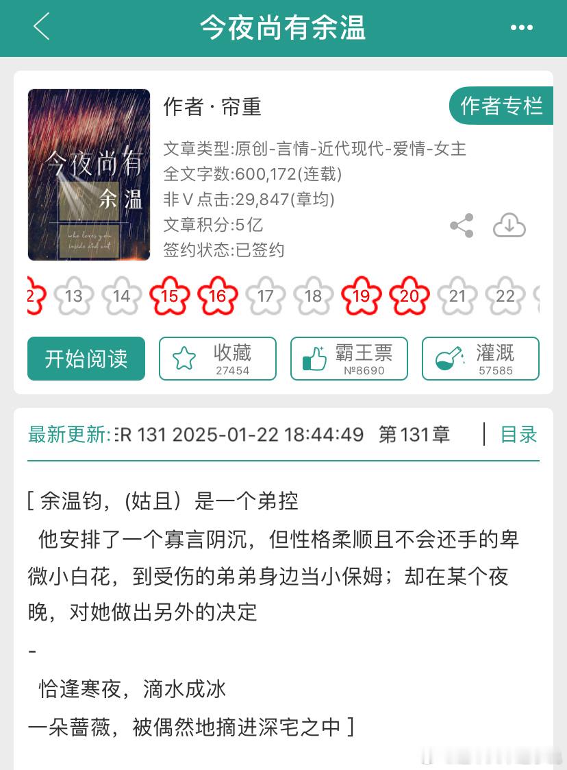 那些让我刷爆的顶级小说《今夜尚有余温》终于完结了，可以看起来了[鼓掌]