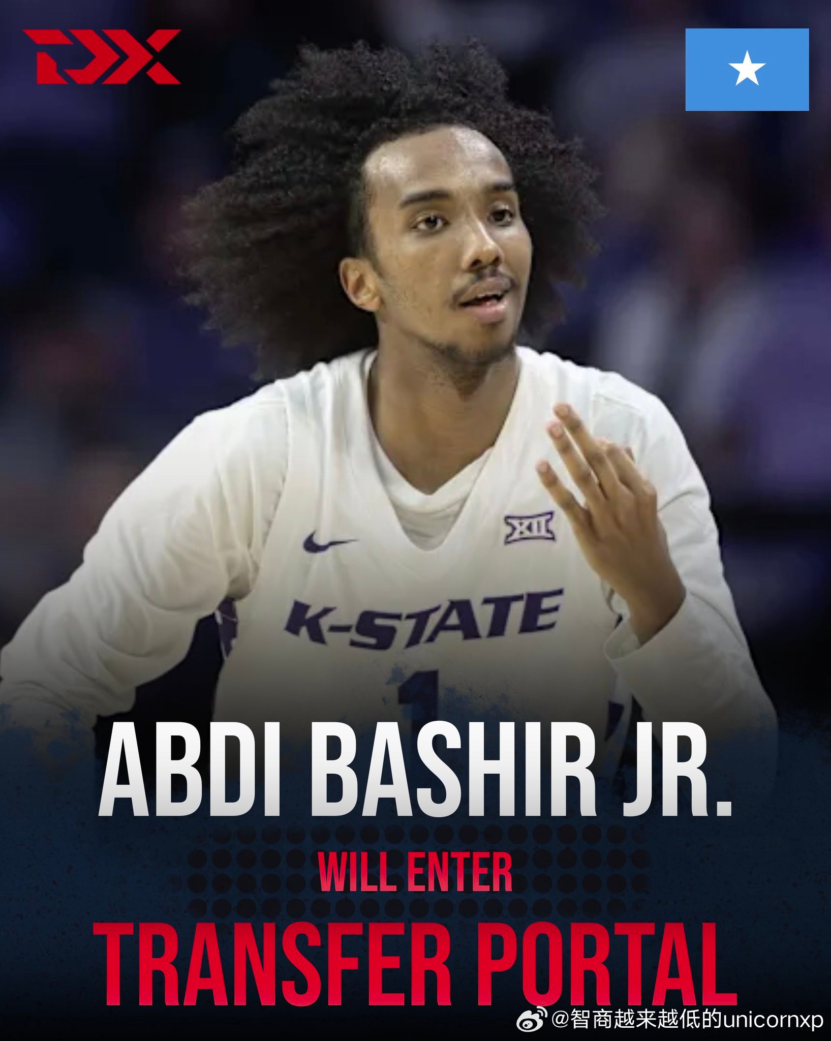 堪萨斯州立大学后卫AbdiBashirJr申请转校。25-26对他来说度过了