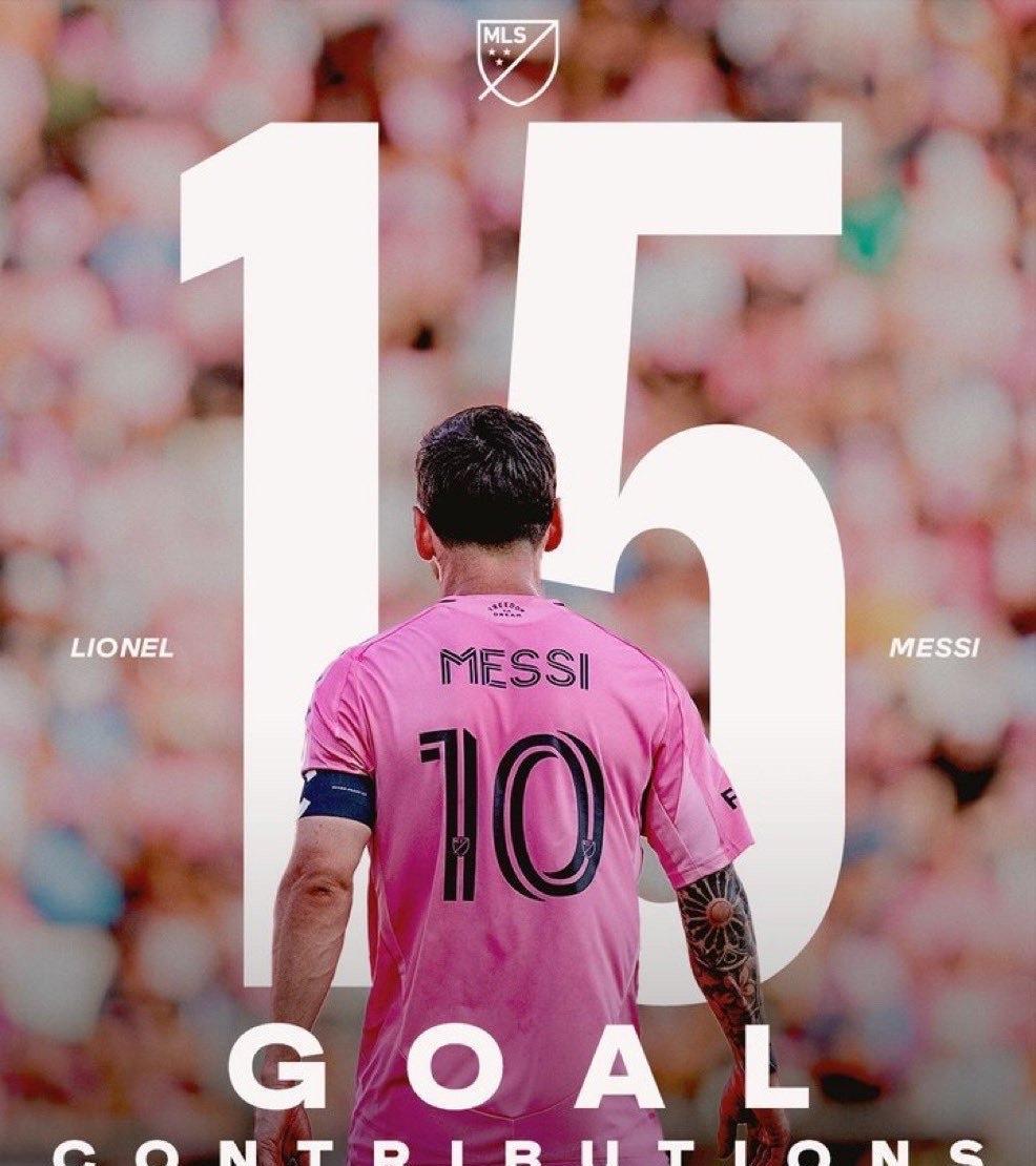 美职联发文认定：梅西在季后赛6球9助，共计参与进球15粒，史上最多。阿连德在