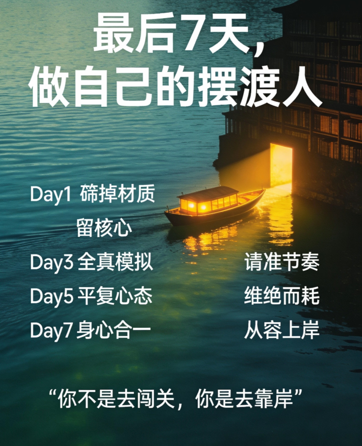 【考研冲刺7天｜做自己的“考前摆渡人”】🛶最后7天，不必再追着时间跑，试着做自