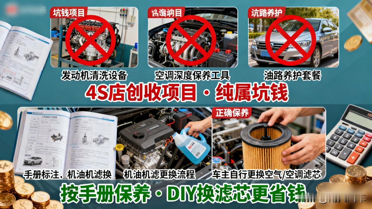 4S店保养这3个项目，纯属坑钱！首保后就不去4S店了！什么发动机清洗、空调系