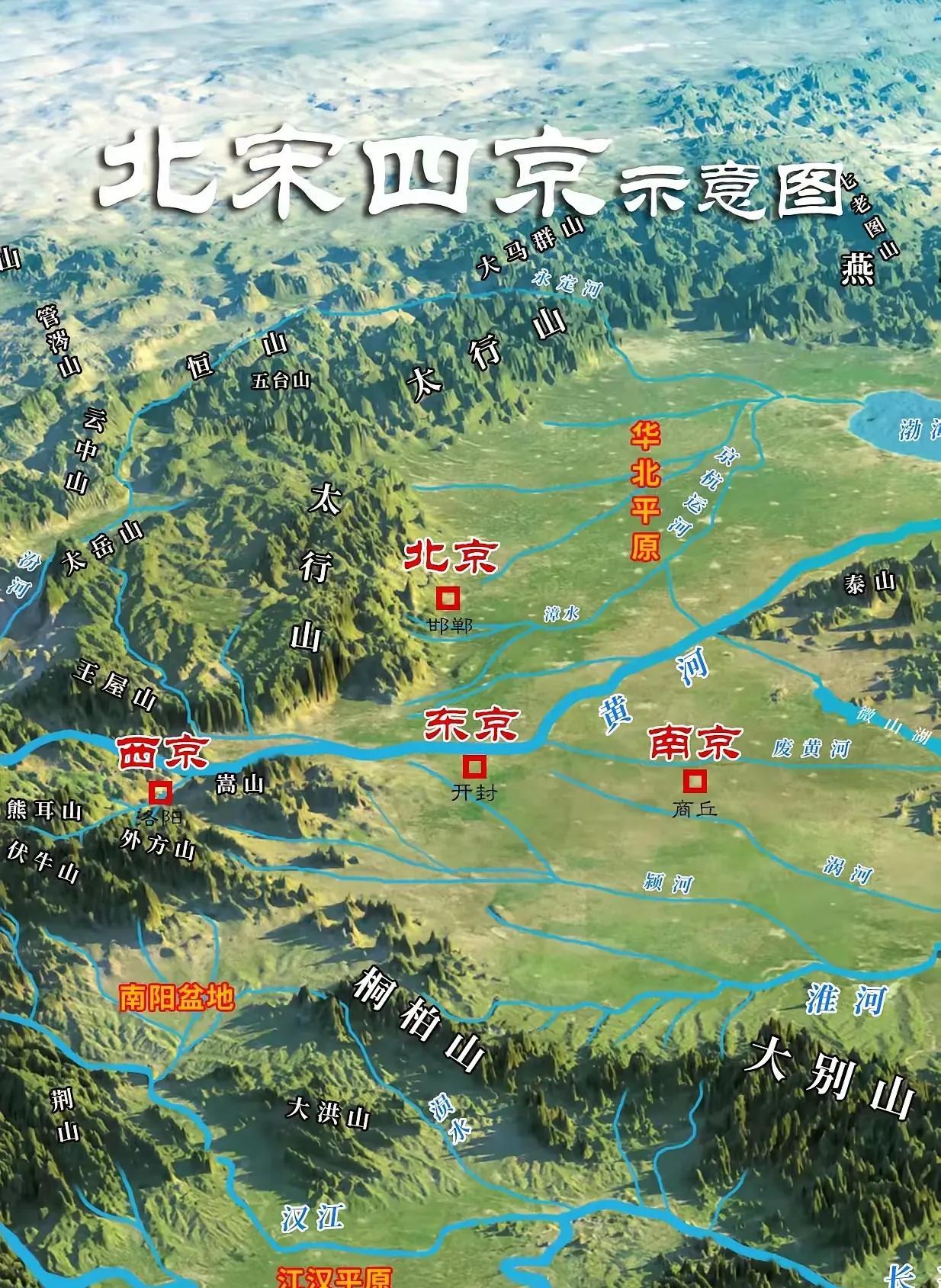 赵匡胤选择以开封做首都，并不明智，为后来的澶渊之盟与靖康之耻埋下了祸根。看地图
