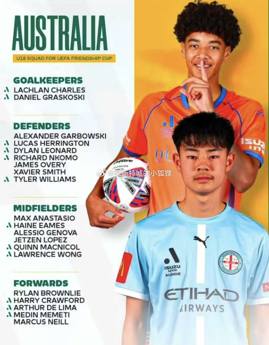 墨尔本城17岁华裔球员黄振文（LawrenceWong）入选澳大利亚U18国家