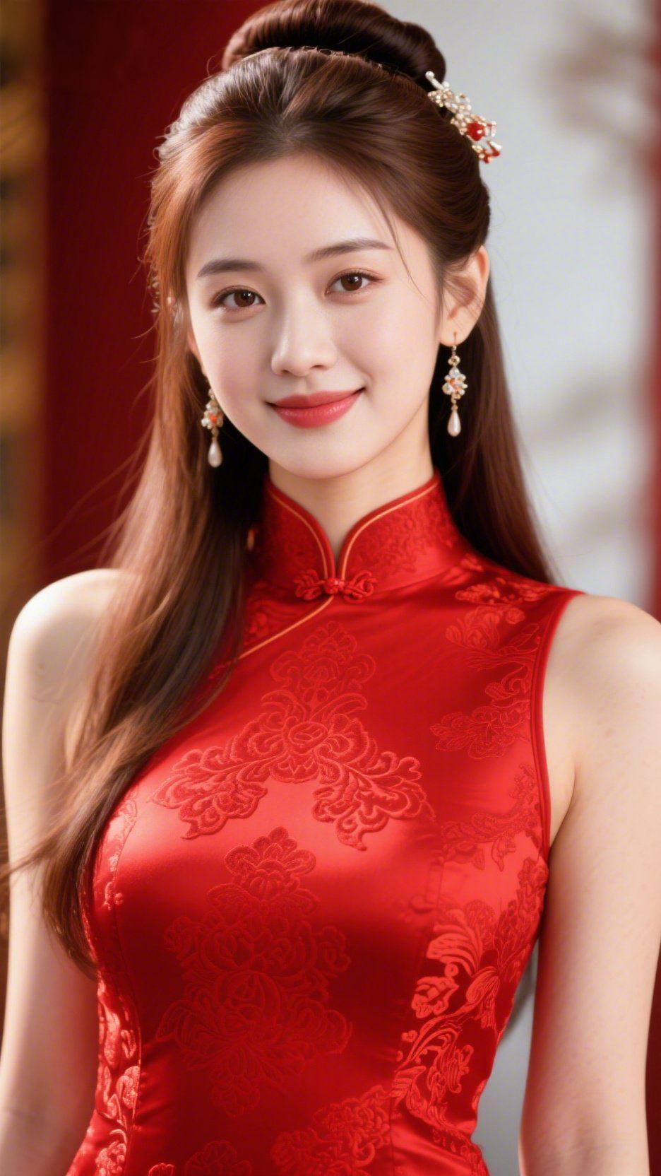 红韵锦年绯色织纹漾开中式古韵，鲜亮红绸承载东方独有的雅致风华。布面层层舒展
