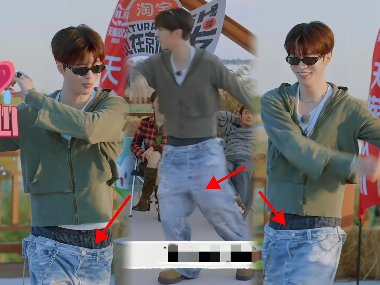 这是新的流行穿搭吗？瞧瞧范丞丞的牛仔裤，都快掉下来了，内裤露出半截，真的好看吗？