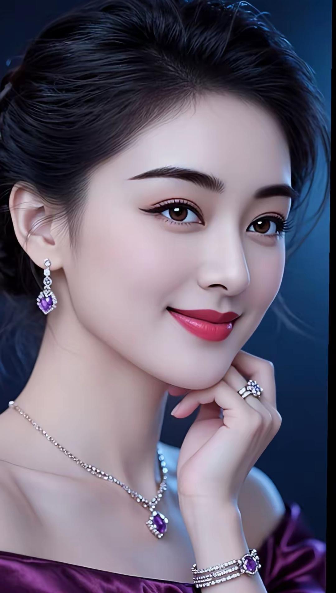 优雅紫钻项链，闪耀你的每一个瞬间！高雅气质美女美女人像群