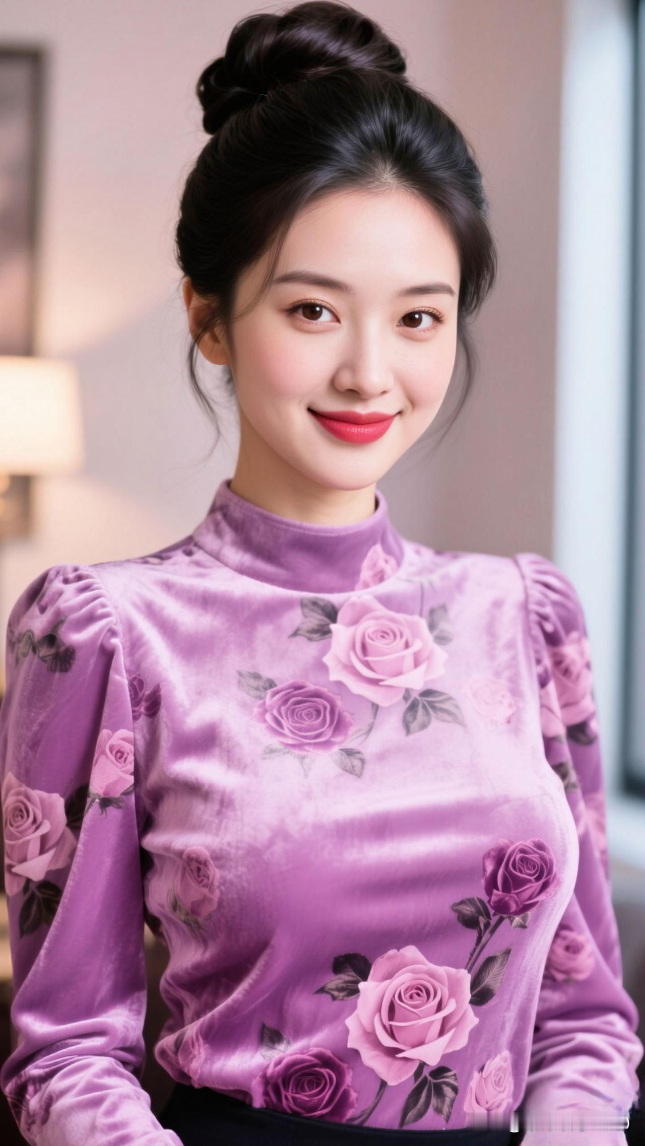 ✨绒面织进复古的风，玫瑰缀成心事的碎片，一笑，整个空间都漫着妥帖的绮思。真丝丝