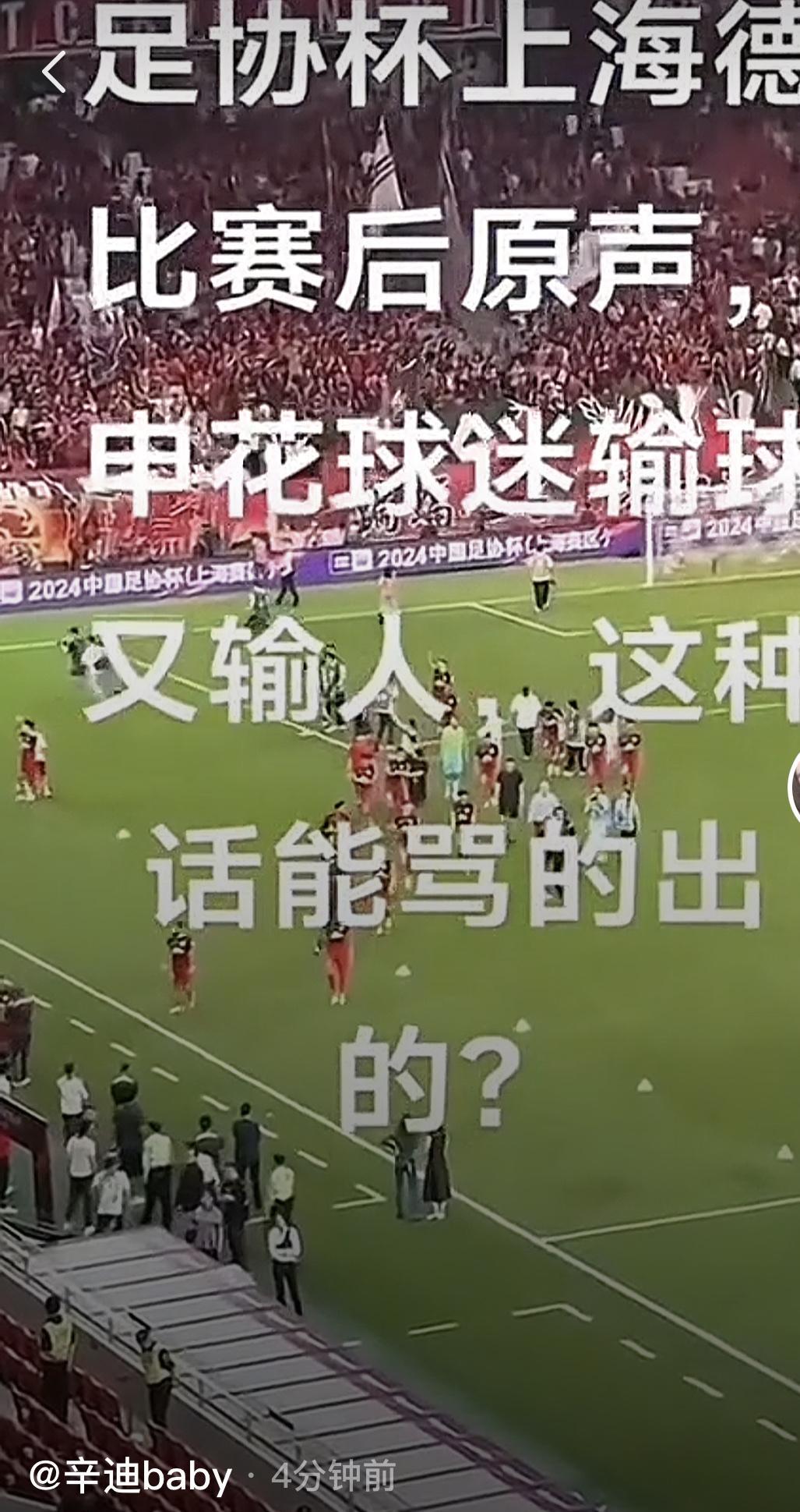 上海海港知名球迷辛迪表示，如果按照处罚天津津门虎的标准，那么上海申花也应该同样受