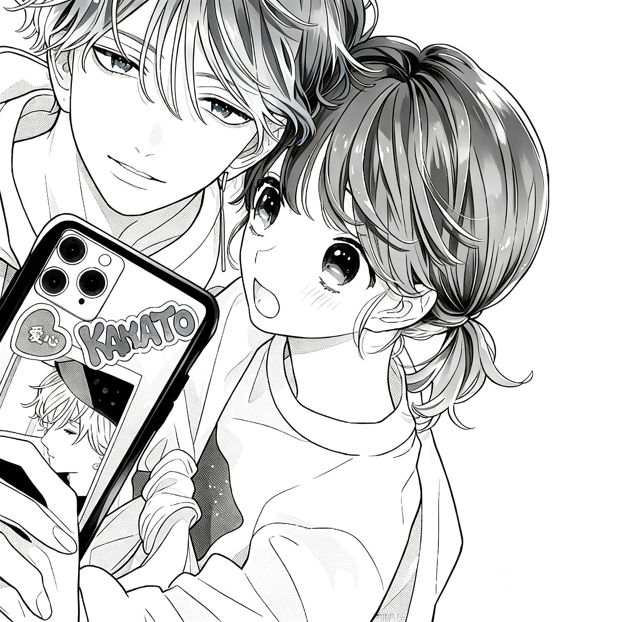 黑白漫画情侣头像｜贴着你的脸Ⱄⱄᐝ照一张照片