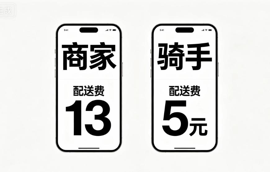 差出来的配送费，哪去了？雨雪天，快卖配送费高。同一单，商家后台显示配送费13