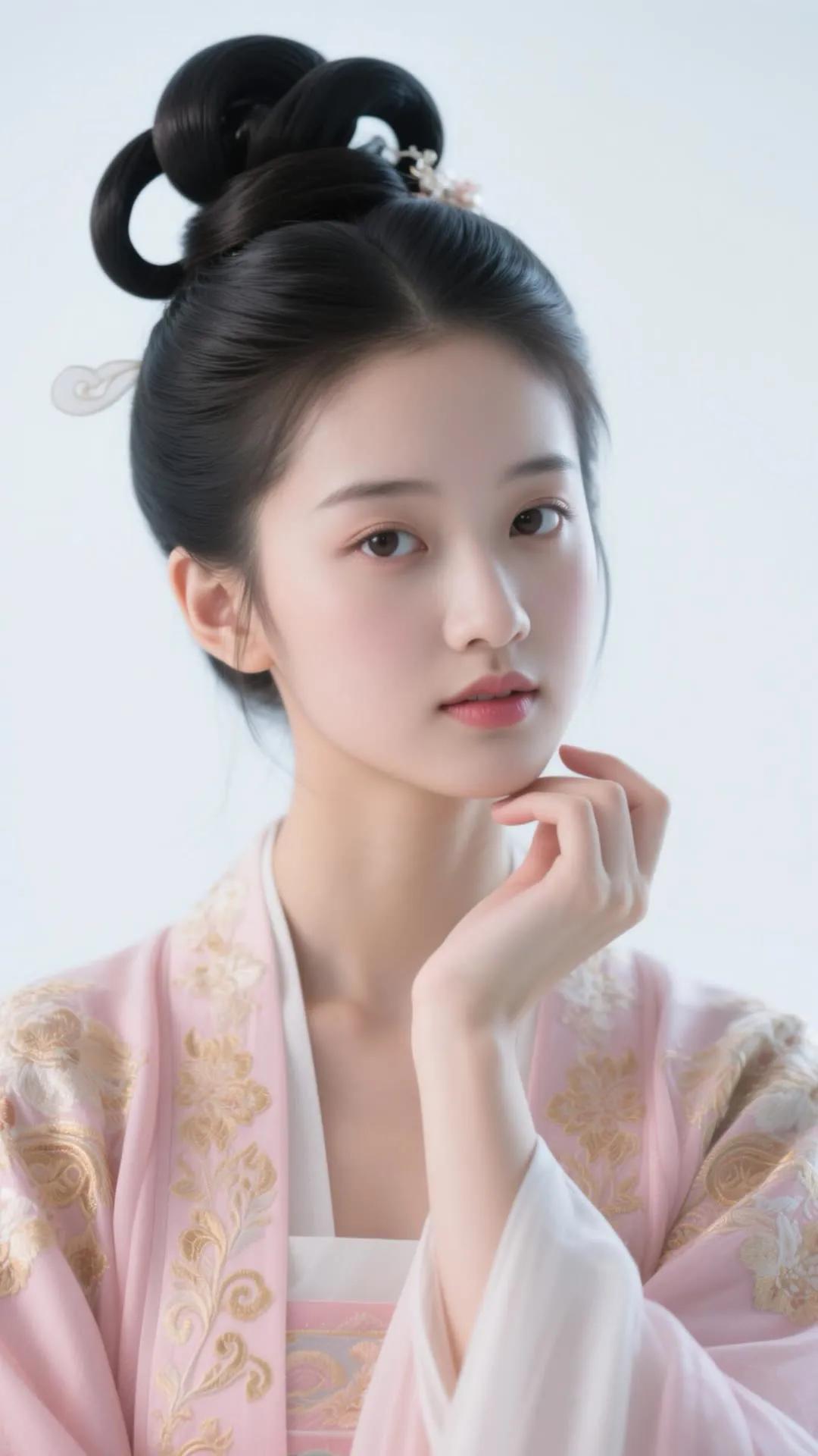 古典美女，粉衣金绣，温婉动人。