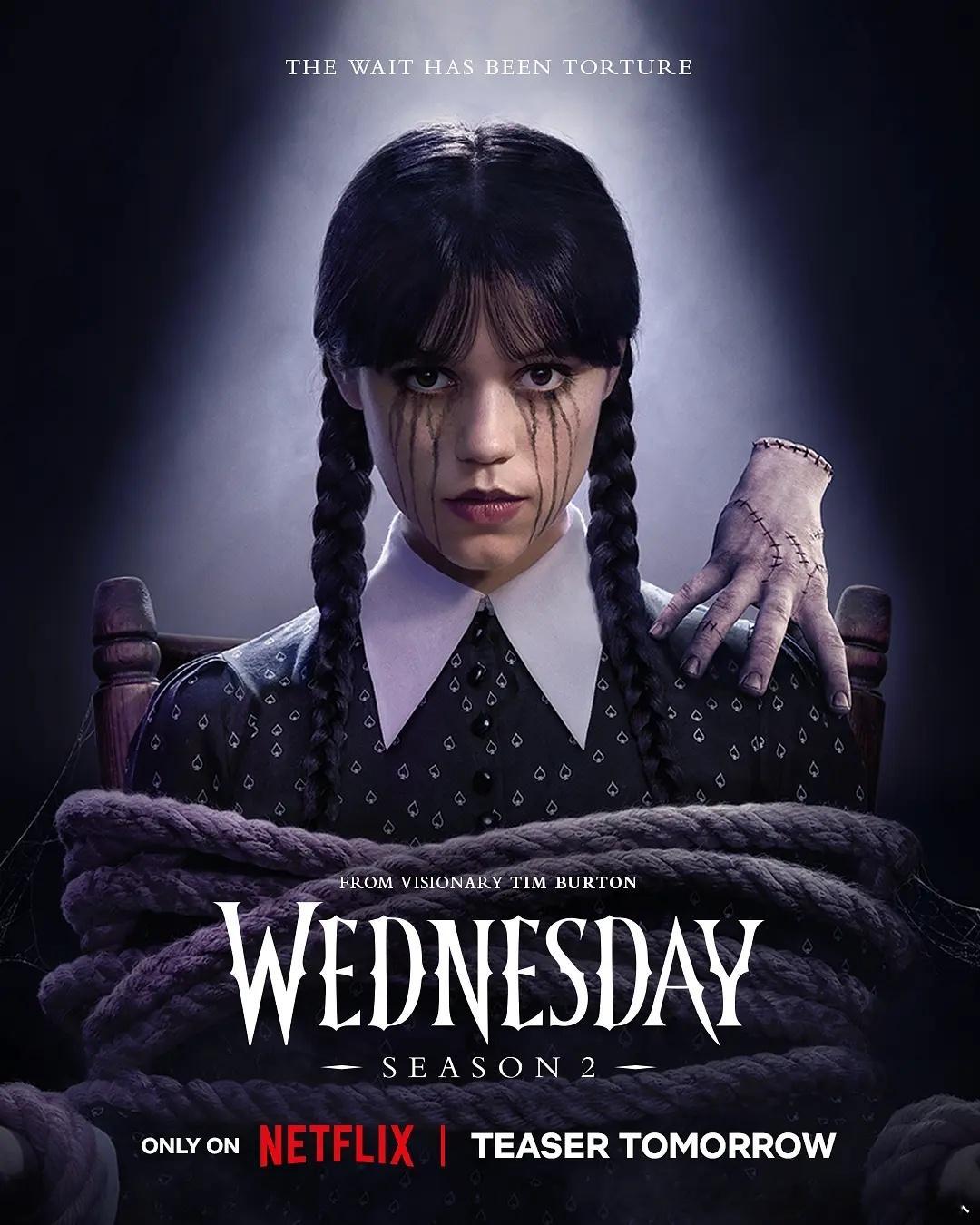 今日新剧上线詹娜·奥尔特加领衔主演Netflix爆款悬疑喜剧星期三第二季今日上