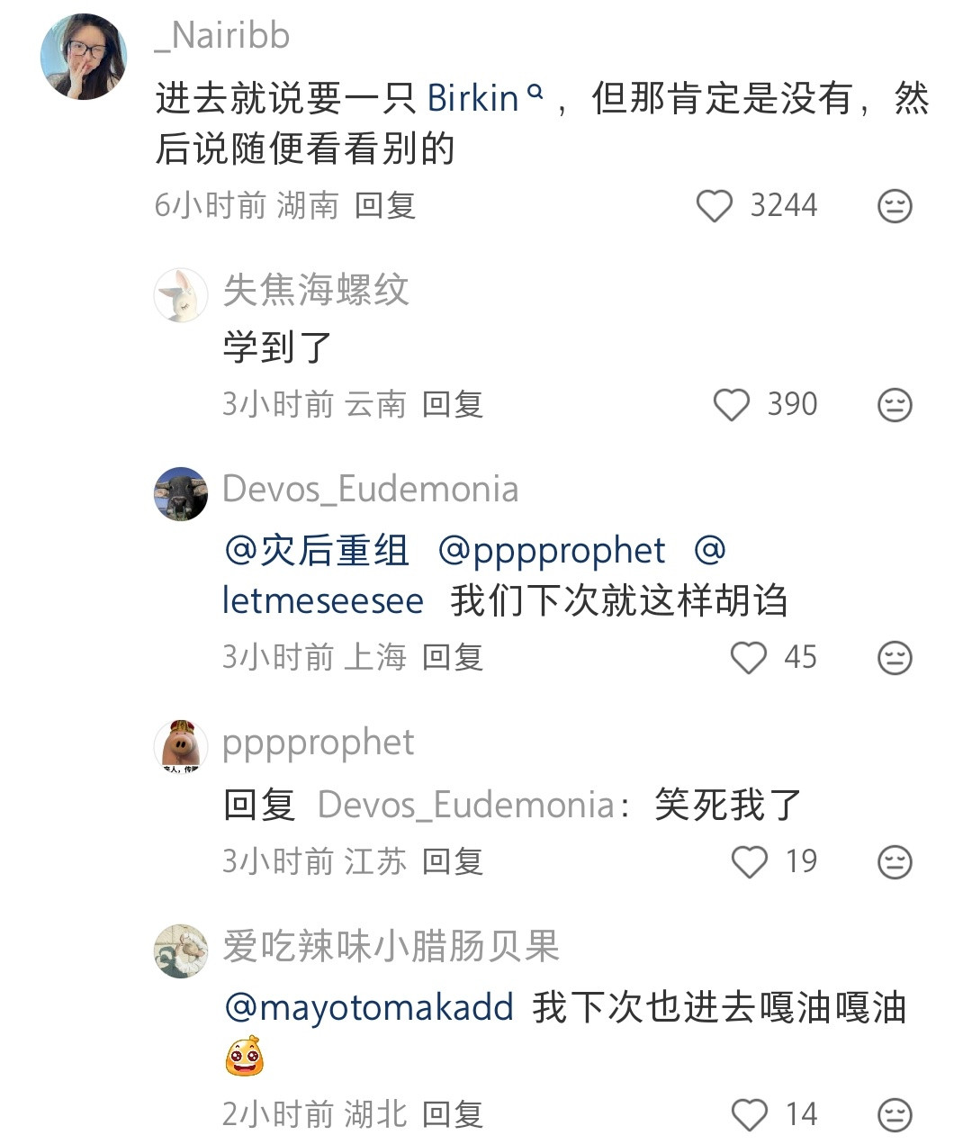 哈哈哈爱马仕不买能逛吗？网友支招儿：进去就说要一只Birkin，但那肯定没有，然