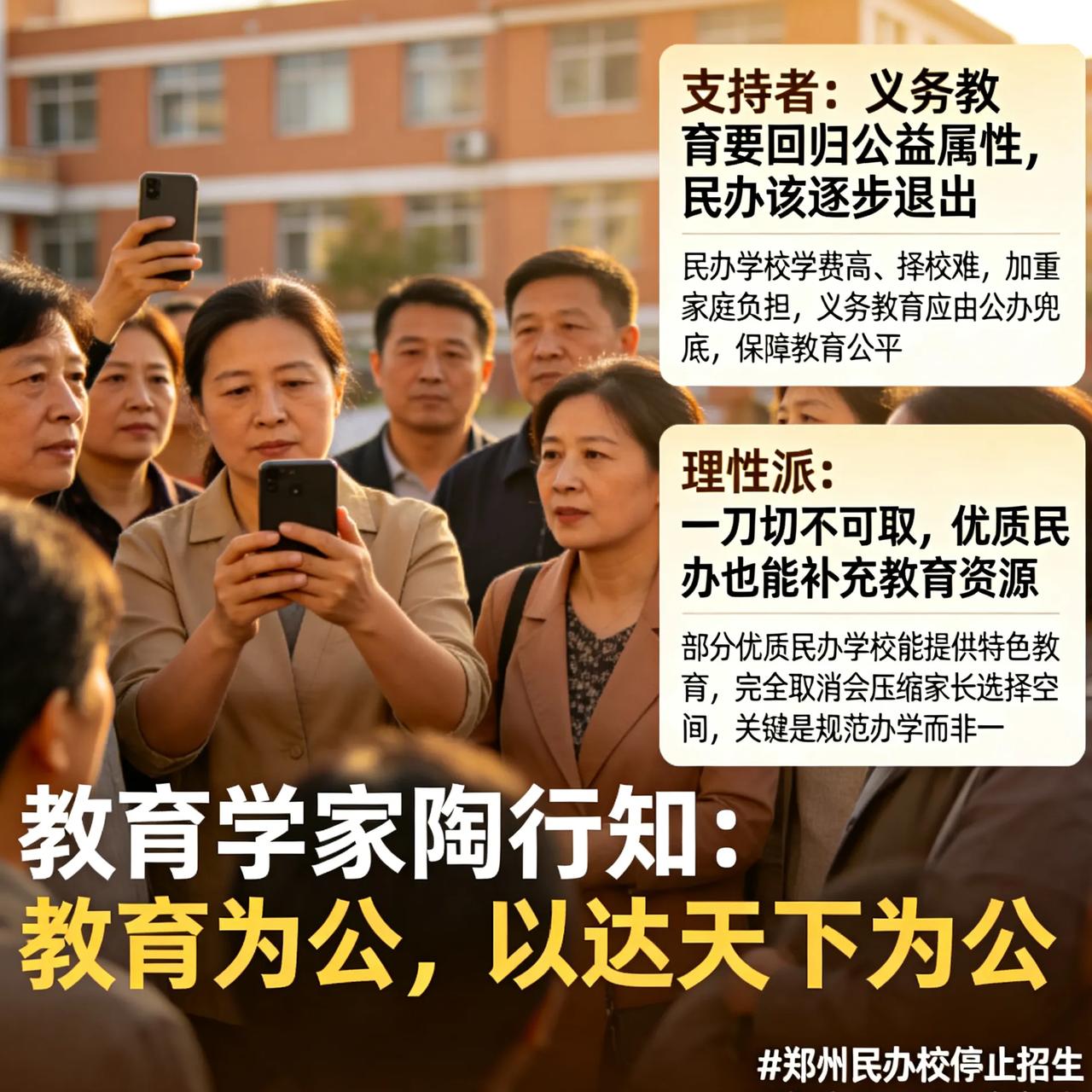 郑州4所民办中小学停止招生！家长吵翻：义务教育该全面取消民办吗？近日，郑州