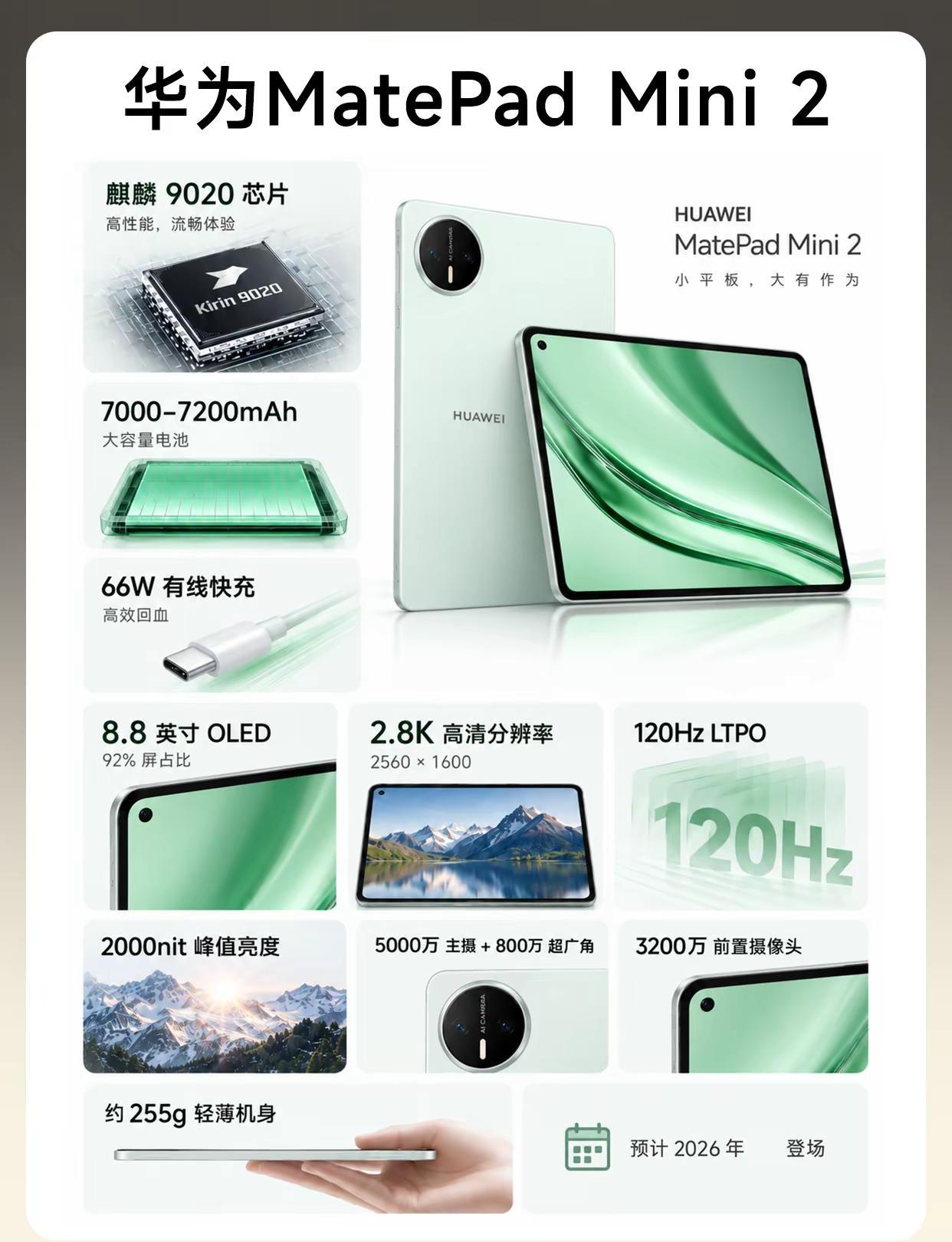 华为MatePadMini2大曝光。华为小平板曝光华为华为MatePad平