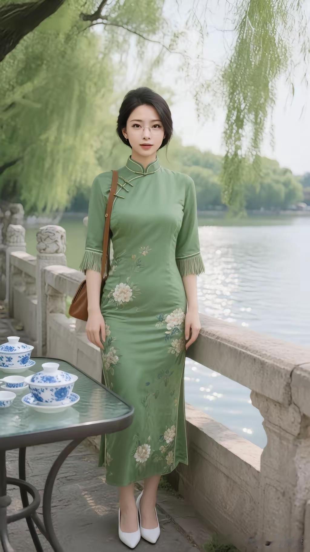 金字经·江南禅意景柳似禅帘落，湖如心浪波。青袍佳人映碧波。哦，江南温婉多