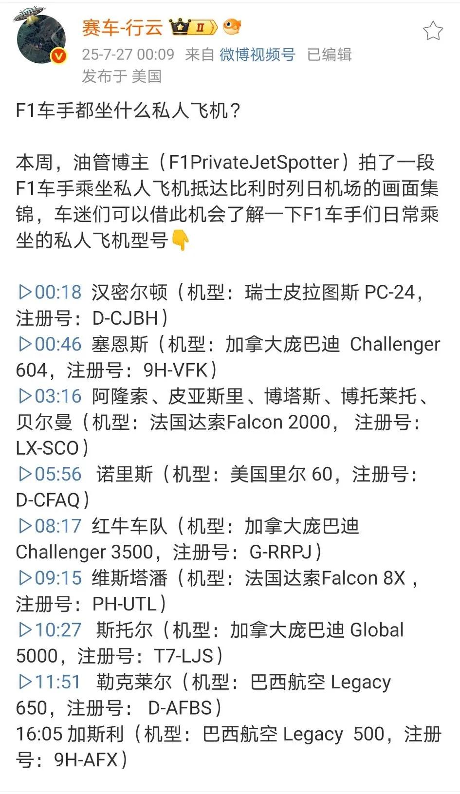 挣得多花的也多，用钱买时间！F1车手都坐什么私人飞机？维斯塔潘的最贵5800万