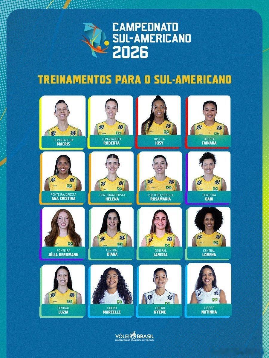 排球🇧🇷巴西女排公布了南美锦标赛参赛名单；加比回归。🏐二传：罗贝塔
