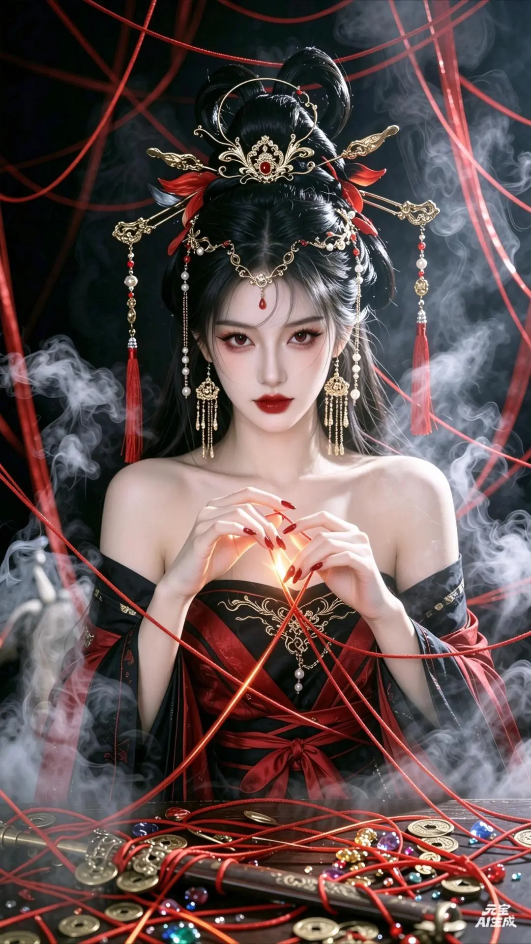 AI暗黑诡魅国风写真 ai创作全新升级 魅惑妖术 红衣仙侠 古风写真