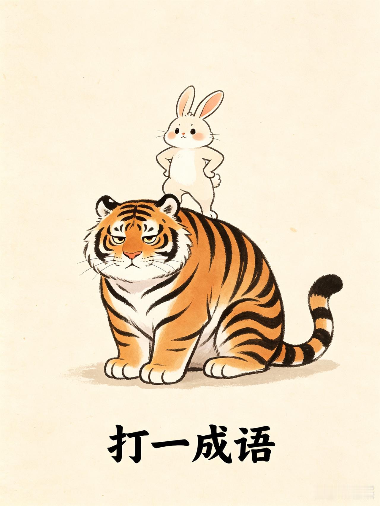 谁能一眼就猜出来？！🐰兔子骑到老虎头上去了！要是答对，我直接佩服！答案留在评论
