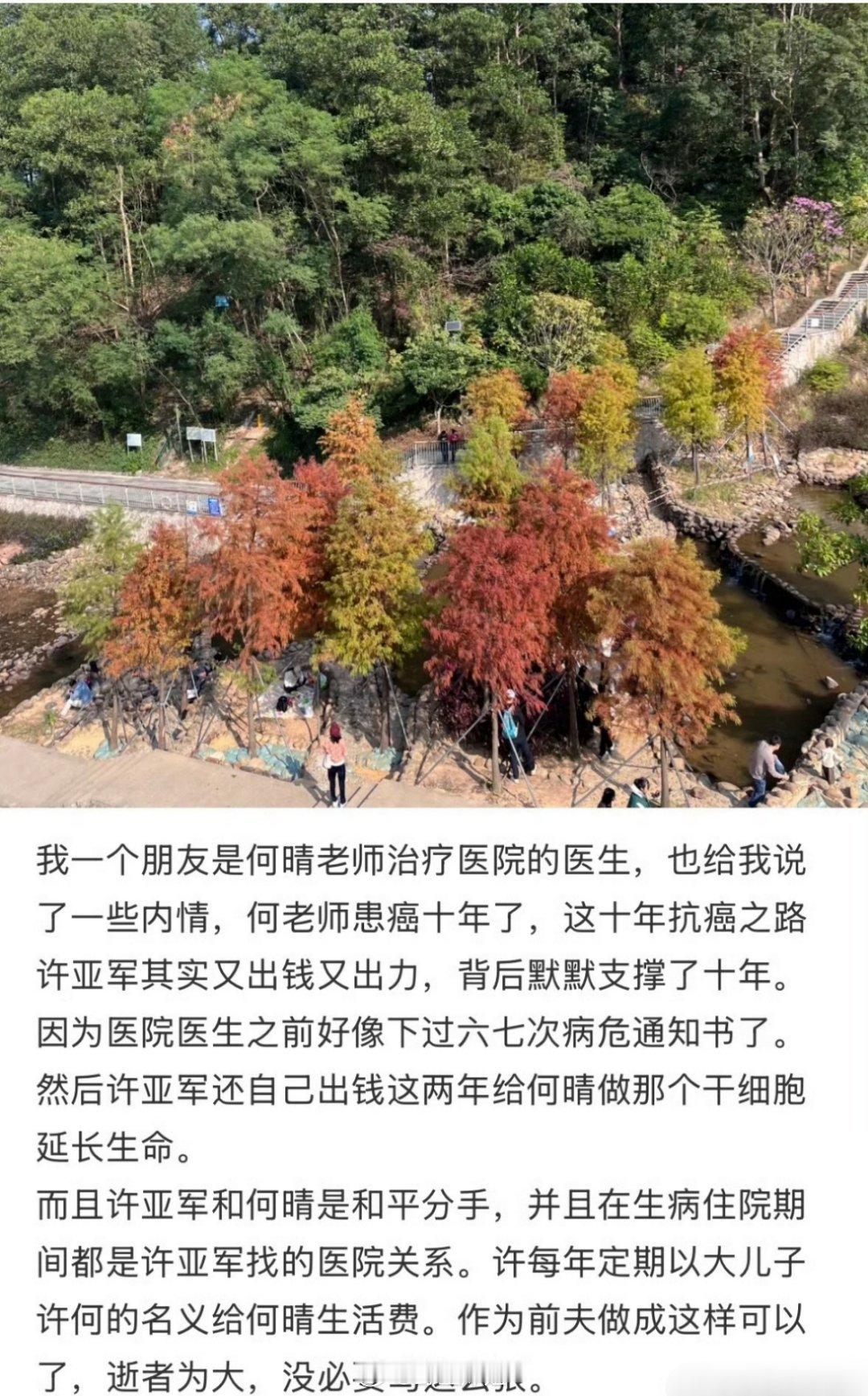 有路人晒出来说原来之前何晴生病治疗啥的找人、花钱，何晴的前夫许亚军都有出钱啊，真