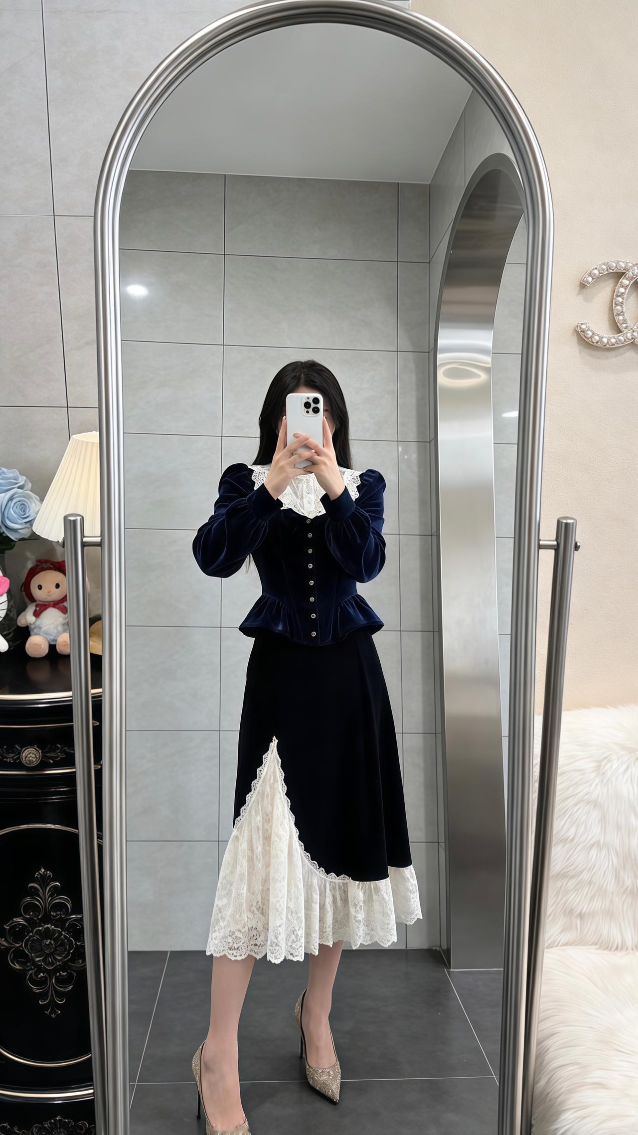 丝绒半身裙高级感穿搭谁穿谁好看系列