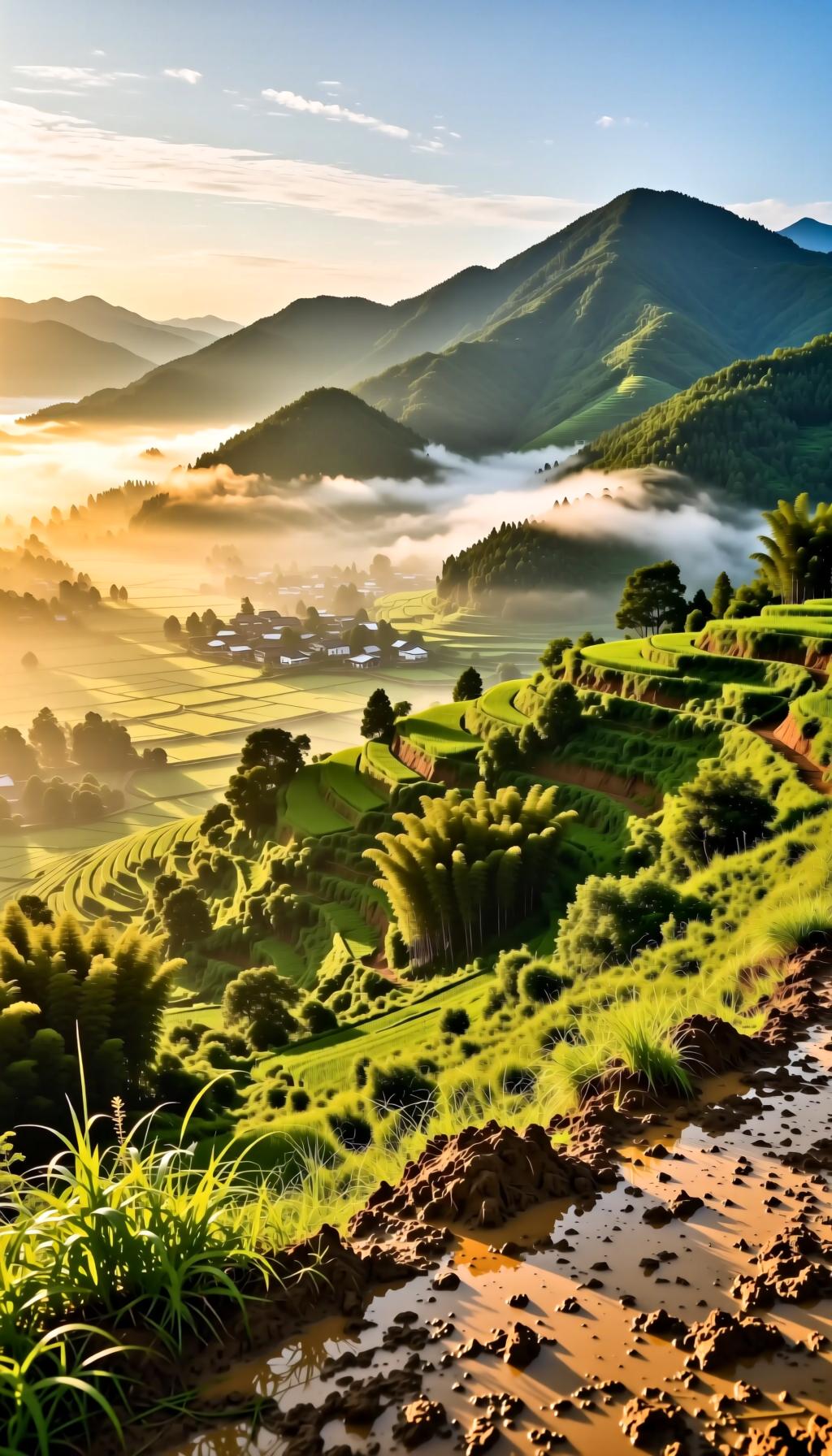 下联:脚踏黄泥地下联:手抚青山坡