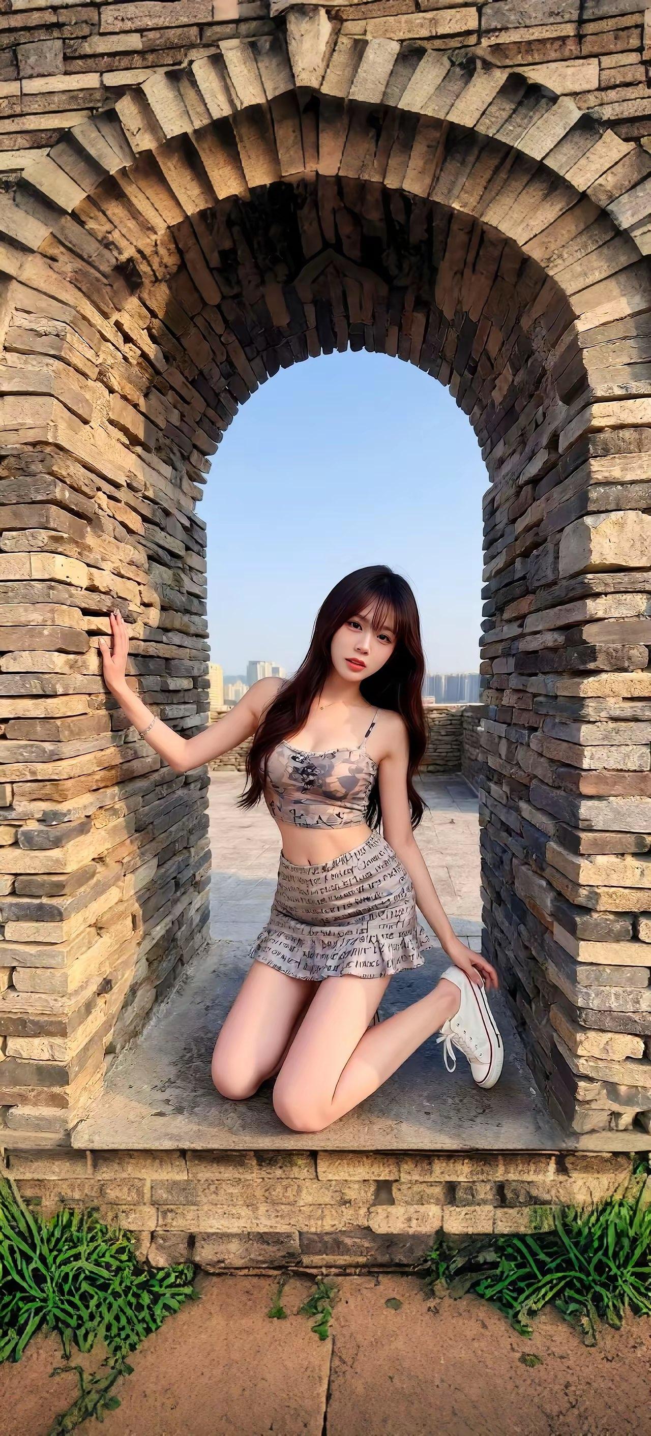 打卡古风石拱门，秒变时尚大片！📸👗💃