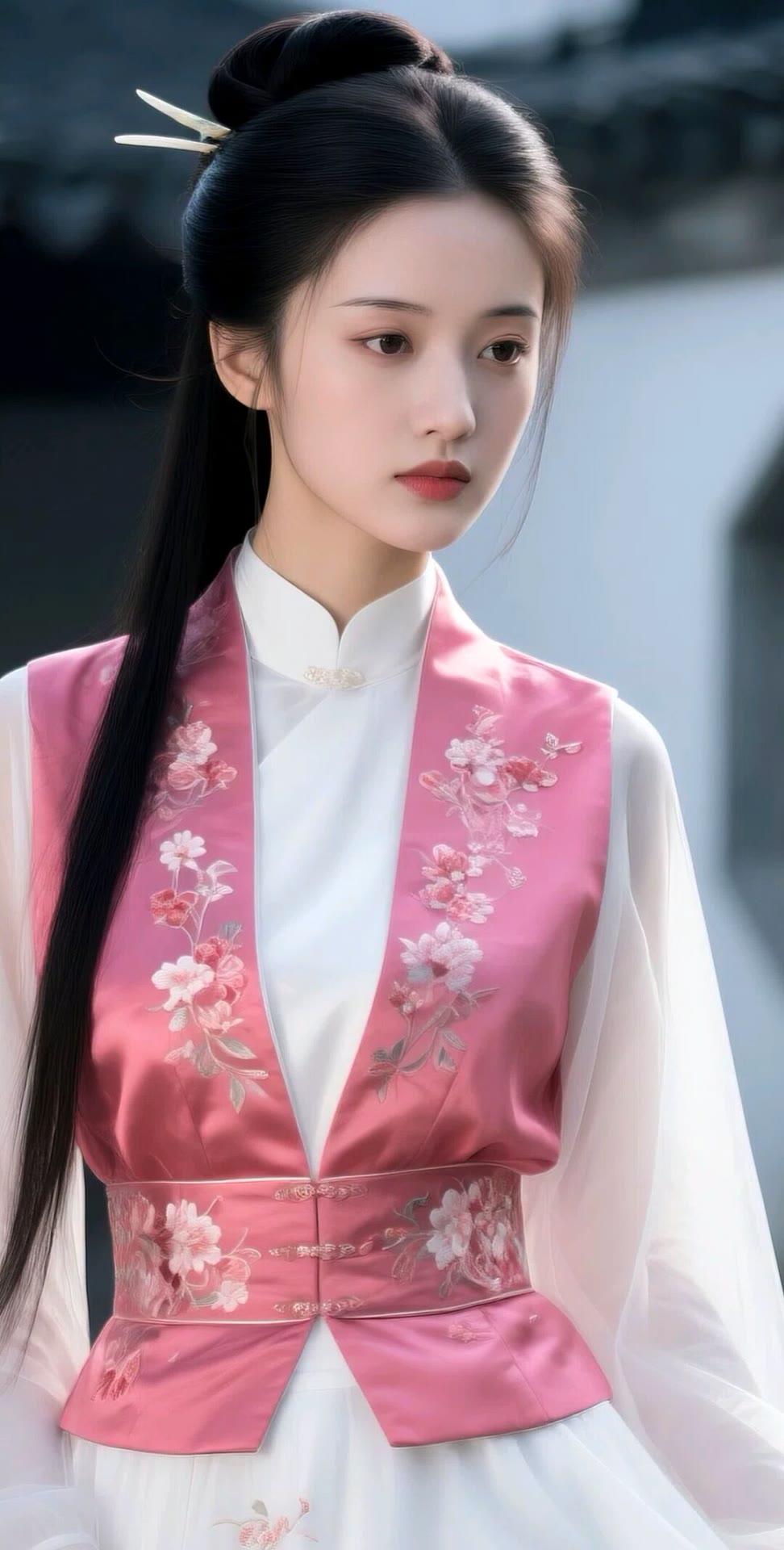 粉嫩汉服少女，古典优雅，美不胜收！🌸💕