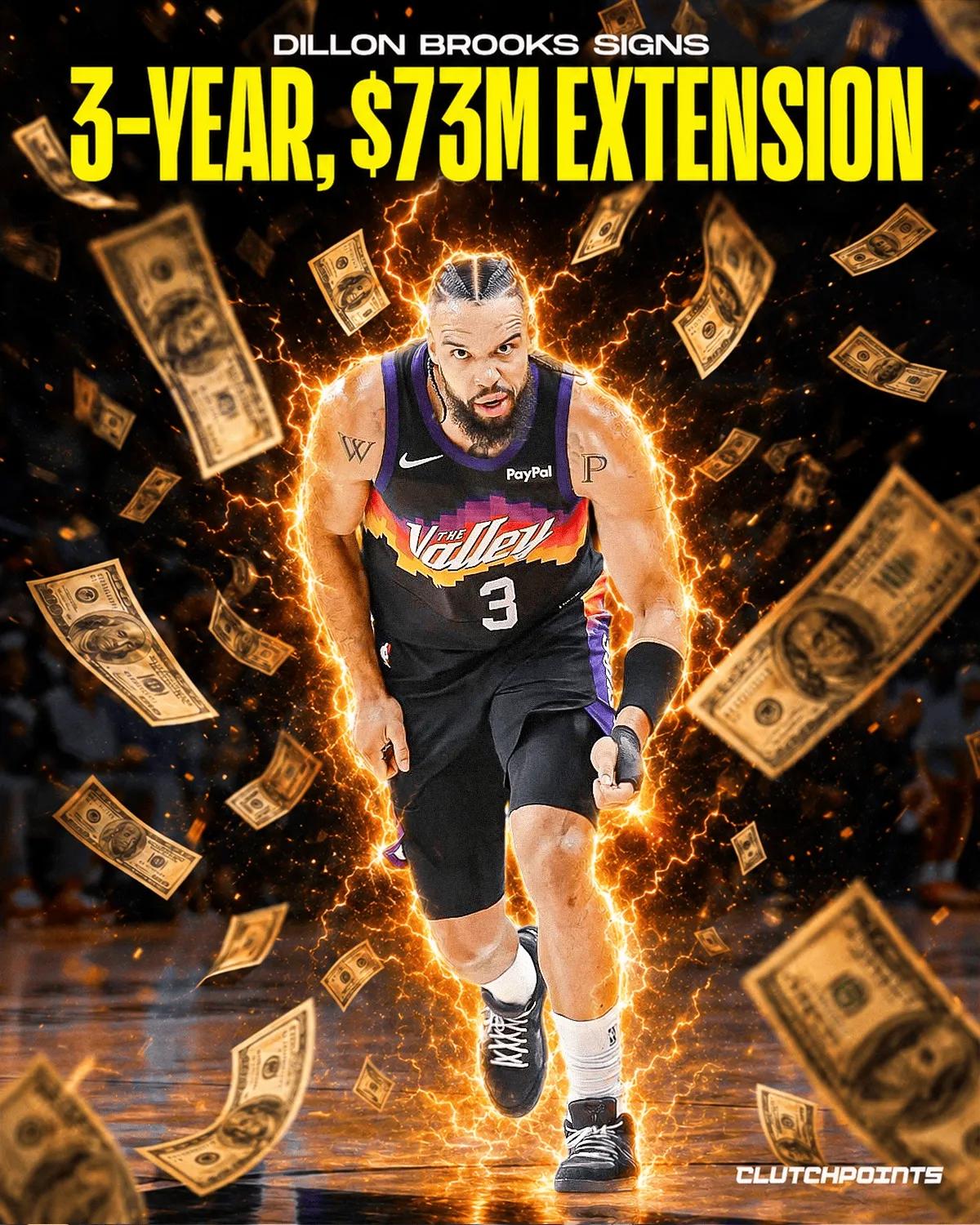狄龙布鲁克斯才3年7300万，太阳管理层今年夏天真的封神啊，全部白菜价留住了自己