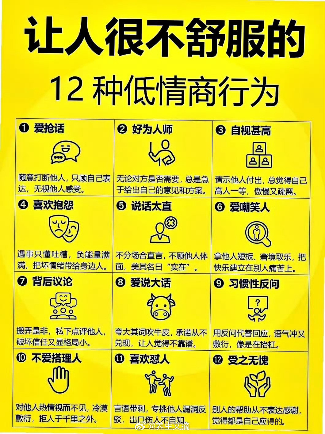 让人很不舒服的12种低情商行为↓